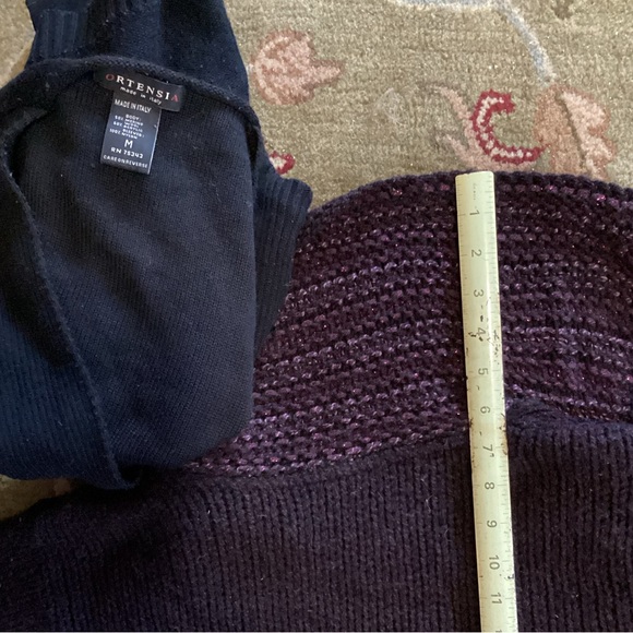 ๐ Designer ORTENSIA Italian VINTAGE Vee Wrap Sexy Sweater w/SHEER NET SLEEVE - Picture 3 of 16